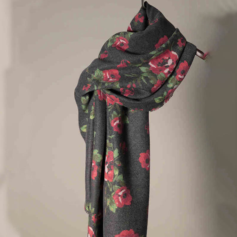 Buddha Stones Tibetan Rose Flower Garden Shawl Fall Winter Cozy Scarf Wrap  - image 7