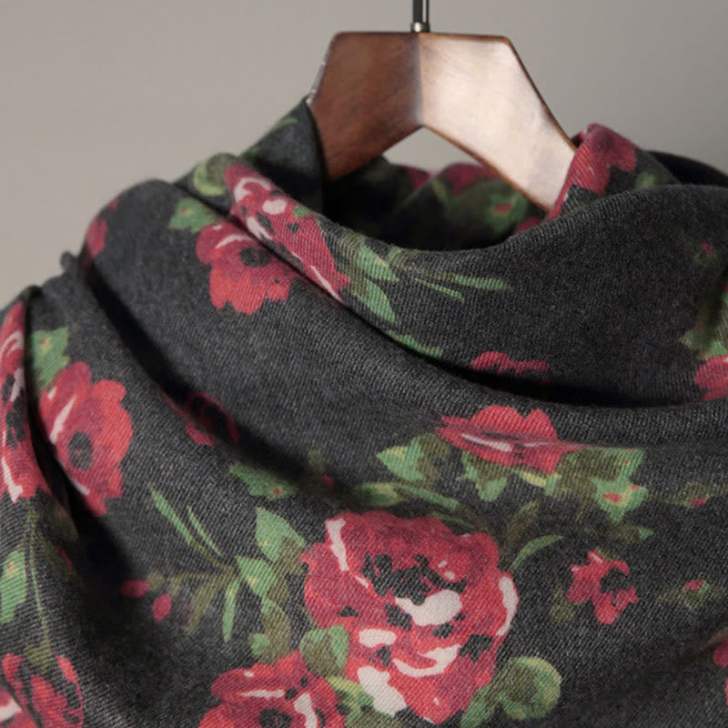 Buddha Stones Tibetan Rose Flower Garden Shawl Fall Winter Cozy Scarf Wrap  - image 9