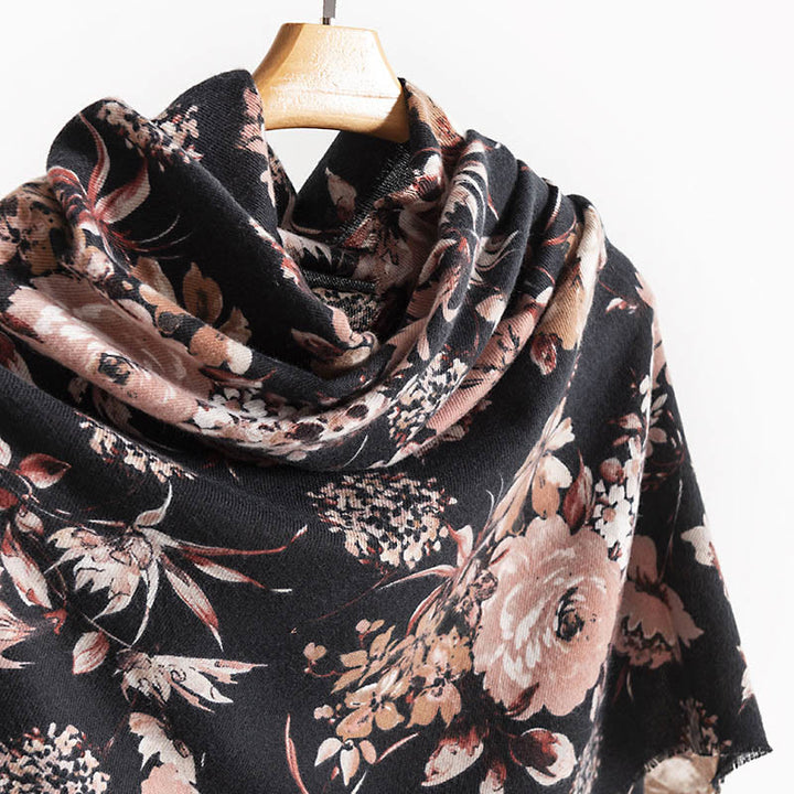 Buddha Stones Tibetan Blooming Chrysanthemum Rose Flower Print Shawl Fall Winter Soft Warm Scarf Wrap - image 3
