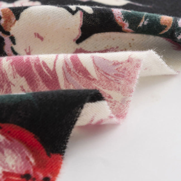 Buddha Stones Tibetan Blooming Rose Peony Flower Print Shawl Fall Winter Cozy Warm Scarf Wrap - image 9