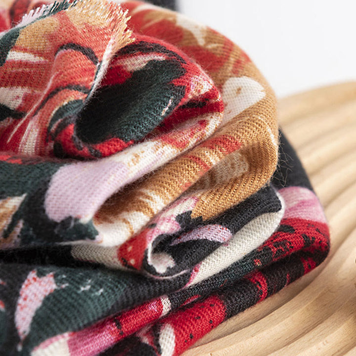 Buddha Stones Tibetan Blooming Rose Peony Flower Print Shawl Fall Winter Cozy Warm Scarf Wrap - image 4