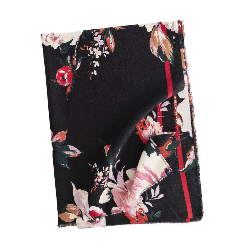 Buddha Stones Tibetan Blooming Rose Peony Flower Print Shawl Fall Winter Cozy Warm Scarf Wrap - image 10