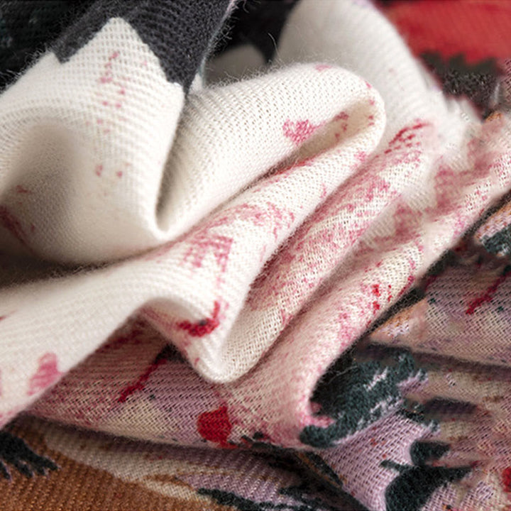 Buddha Stones Tibetan Blooming Rose Peony Flower Print Shawl Fall Winter Cozy Warm Scarf Wrap - image 5