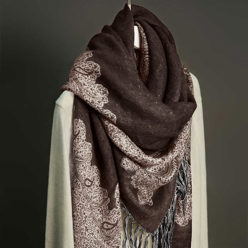 Buddha Stones Tibetan Cashew Jacquard Colorful Flower Print Tassels Shawl Fall Winter Soft Warm Scarf Wrap - image 2