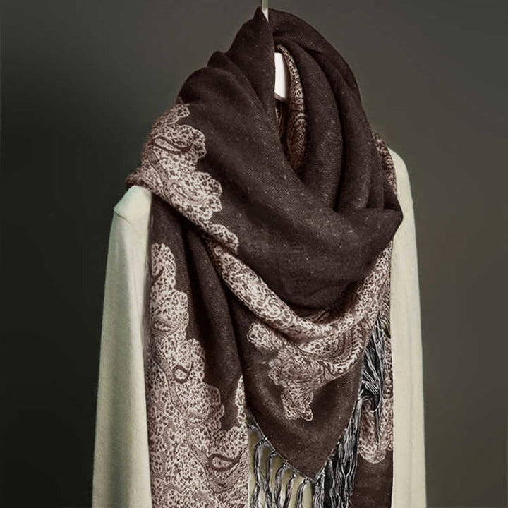 Buddha Stones Tibetan Cashew Jacquard Colorful Flower Print Tassels Shawl Fall Winter Soft Warm Scarf Wrap - image 2