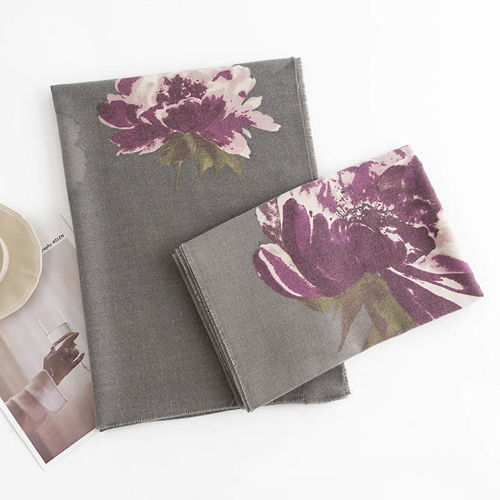 Buddha Stones Tibetan Purple Flowers Print Pattern Design Shawl Fall Winter Warm Travel Scarf Wrap - image 1