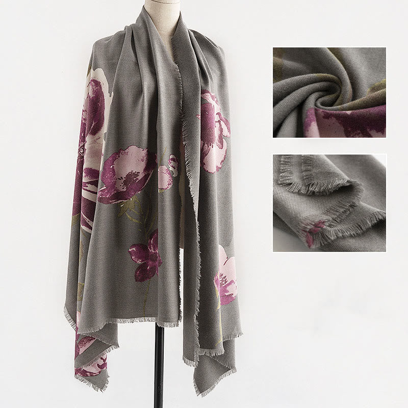 Buddha Stones Tibetan Purple Flowers Print Pattern Design Shawl Fall Winter Warm Travel Scarf Wrap - image 5