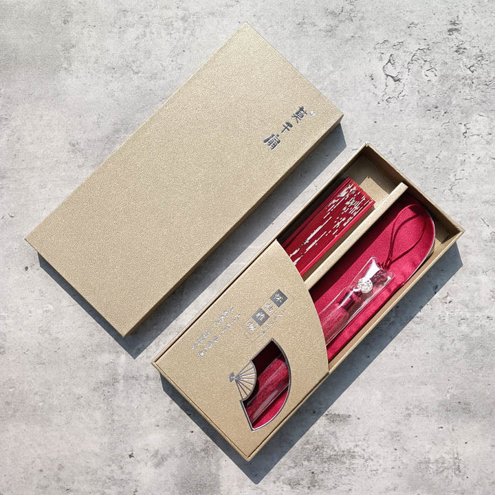 Buddha Stones Crane Plum Blossom Handheld Silk Bamboo Folding Fan - Red Crane Plum Blossom 18cm - image 14