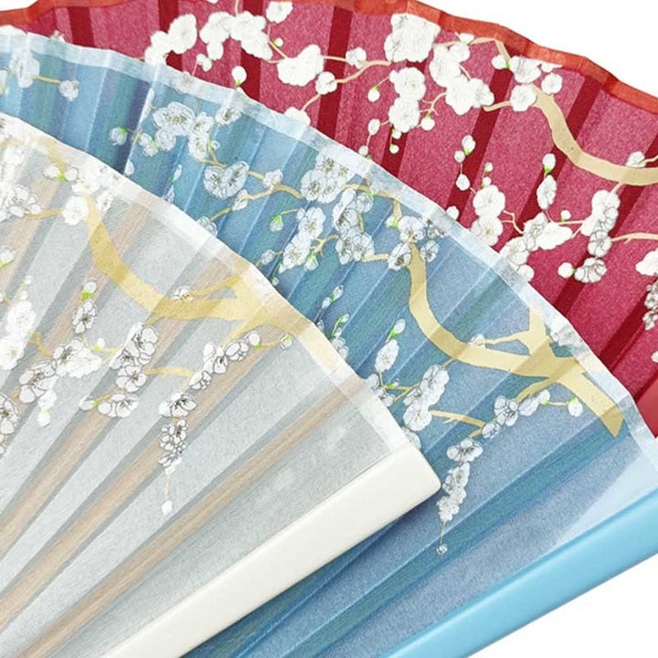 Buddha Stones Crane Plum Blossom Handheld Silk Bamboo Folding Fan - image 18