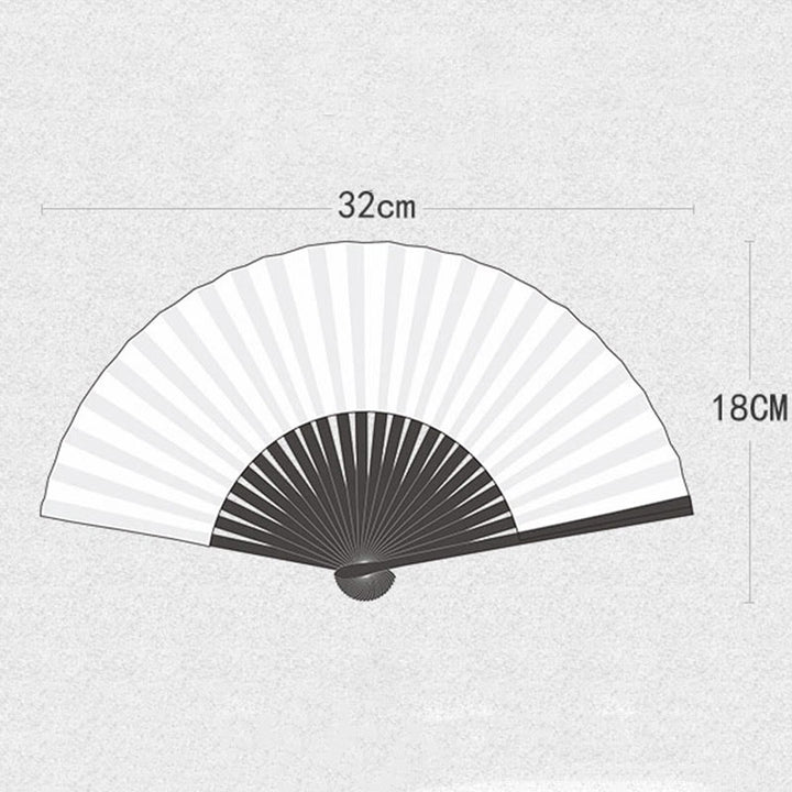 Buddha Stones Crane Plum Blossom Handheld Silk Bamboo Folding Fan - image 7