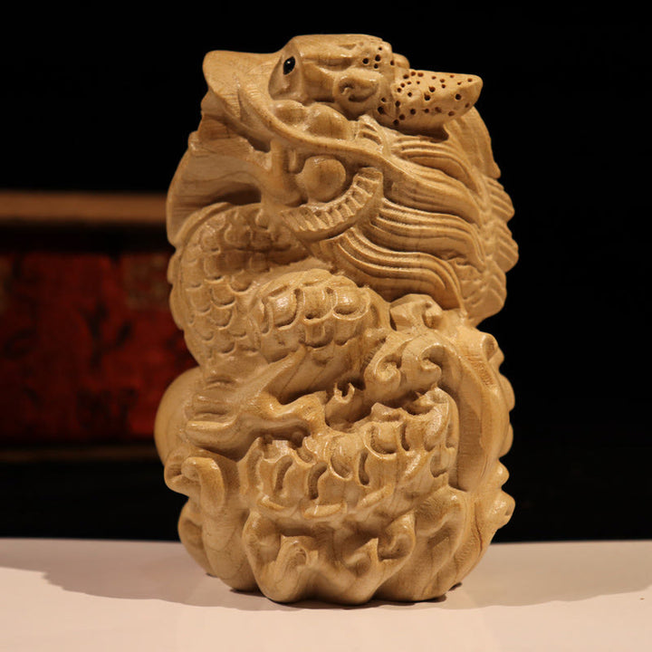 Buddha Stones Year Of The Snake Chinese Zodiac Fu Character Peach Wood Home Statue Decoration - Dragon - Height 11.5cm - image 20