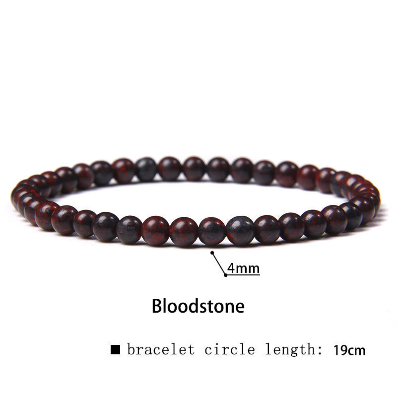 Buddha Stones 4mm Various Stone Crystal Mini Beads Healing Bracelet - Bloodstone - 4mm(Wrist Circumference 14-17cm) - image 2