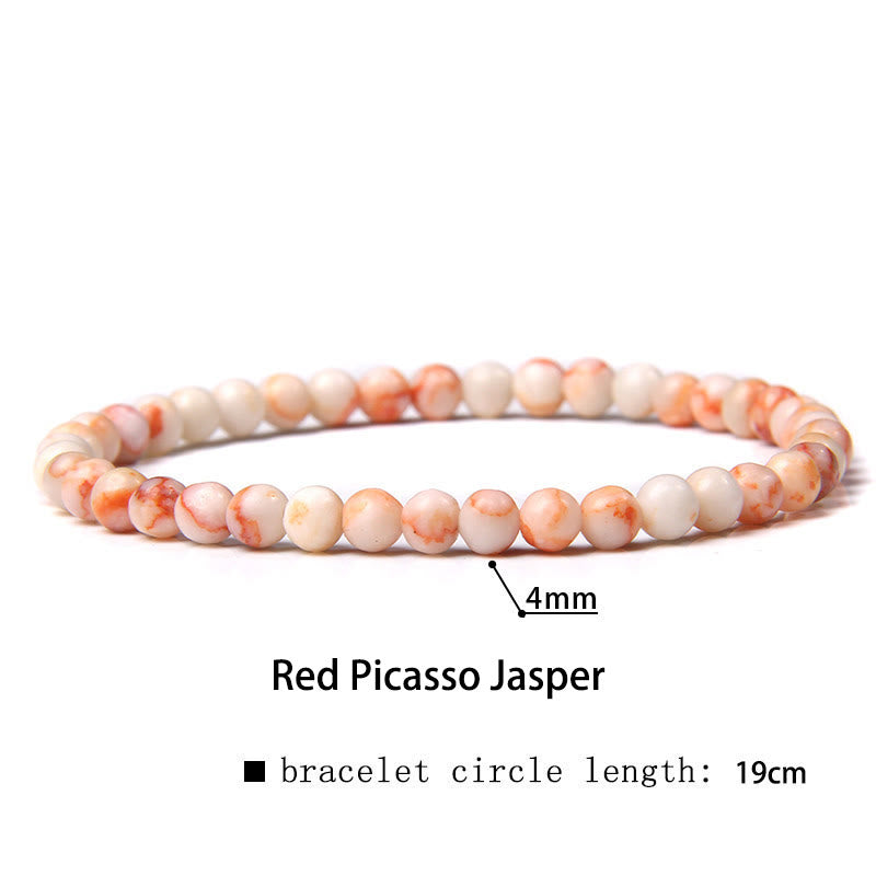 Buddha Stones 4mm Various Stone Crystal Mini Beads Healing Bracelet - Red Picasso Jasper - 4mm(Wrist Circumference 14-17cm) - image 7