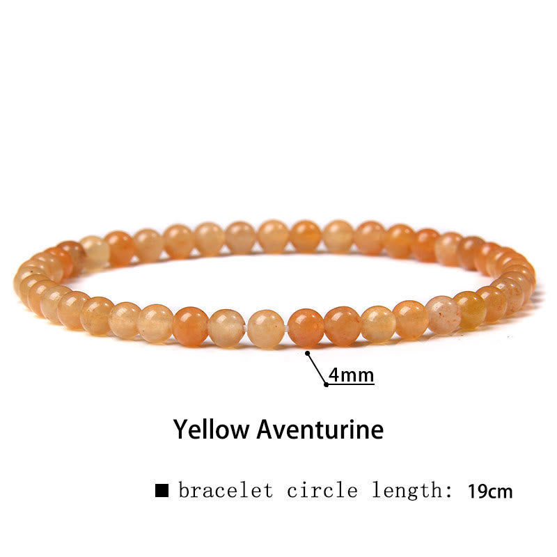 Buddha Stones 4mm Various Stone Crystal Mini Beads Healing Bracelet - Yellow Aventurine - 4mm(Wrist Circumference 14-17cm) - image 5