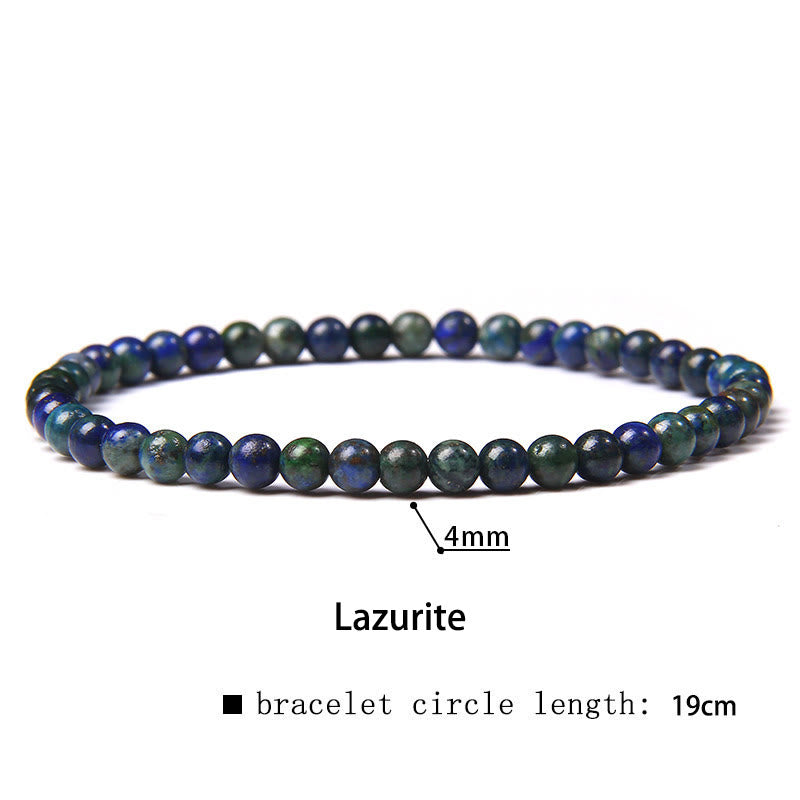 Buddha Stones 4mm Various Stone Crystal Mini Beads Healing Bracelet - Lazurite - 4mm(Wrist Circumference 14-17cm) - image 19