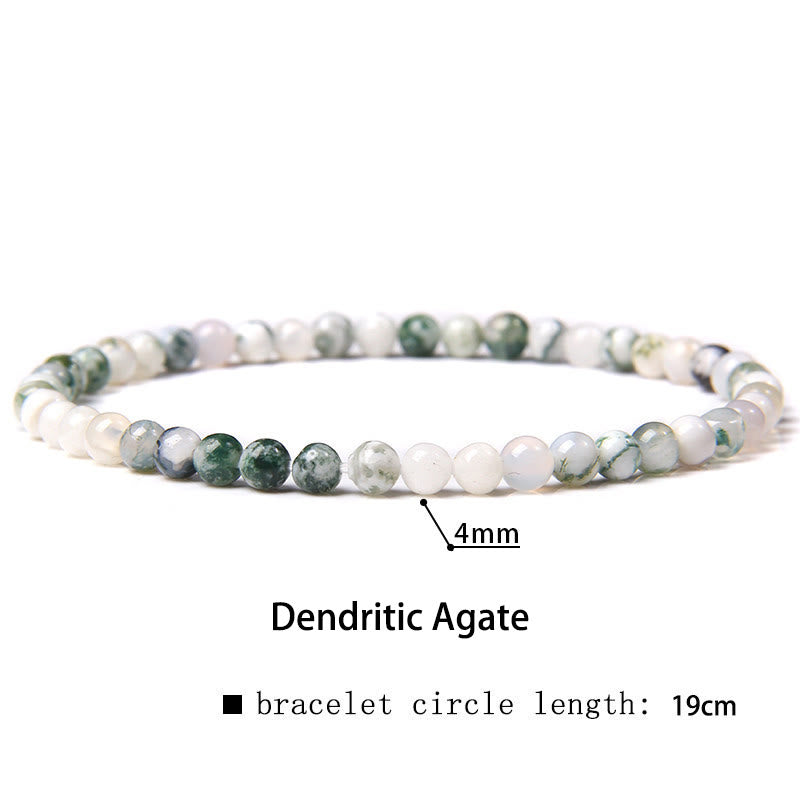 Buddha Stones 4mm Various Stone Crystal Mini Beads Healing Bracelet - Dendritic Agate - 4mm(Wrist Circumference 14-17cm) - image 17