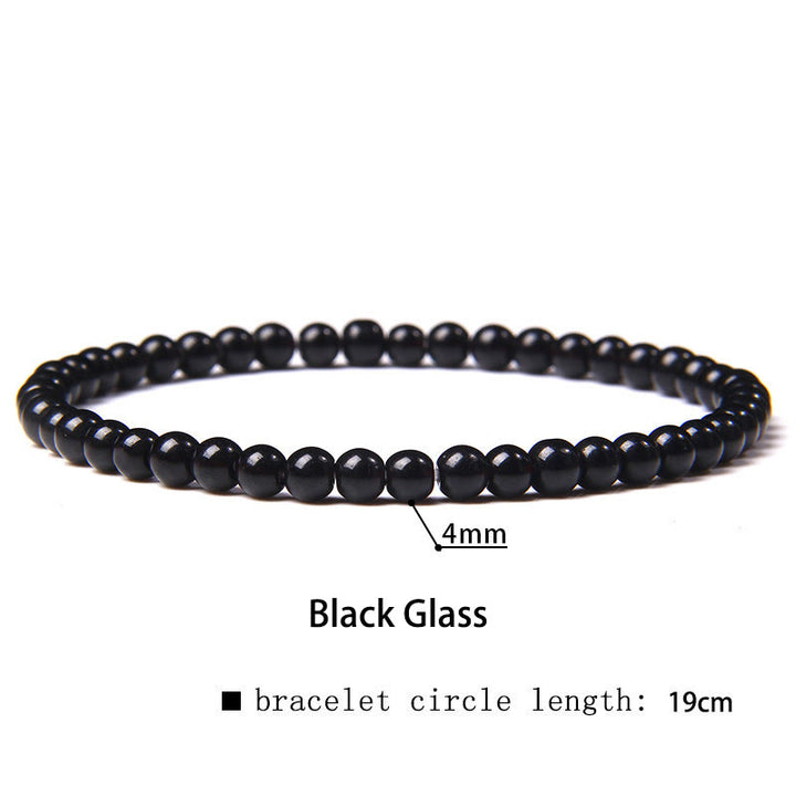 Buddha Stones 4mm Various Stone Crystal Mini Beads Healing Bracelet - Black Glass - 4mm(Wrist Circumference 14-17cm) - image 21