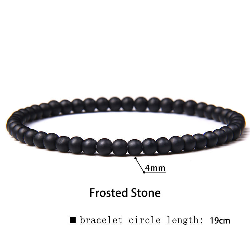 Buddha Stones 4mm Various Stone Crystal Mini Beads Healing Bracelet - Frosted Stone - 4mm(Wrist Circumference 14-17cm) - image 10