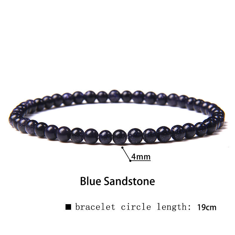 Buddha Stones 4mm Various Stone Crystal Mini Beads Healing Bracelet - Blue Sandstone - 4mm(Wrist Circumference 14-17cm) - image 15