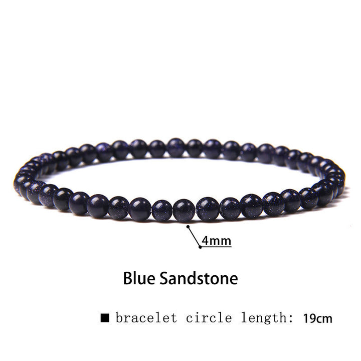 Buddha Stones 4mm Various Stone Crystal Mini Beads Healing Bracelet - Blue Sandstone - 4mm(Wrist Circumference 14-17cm) - image 15