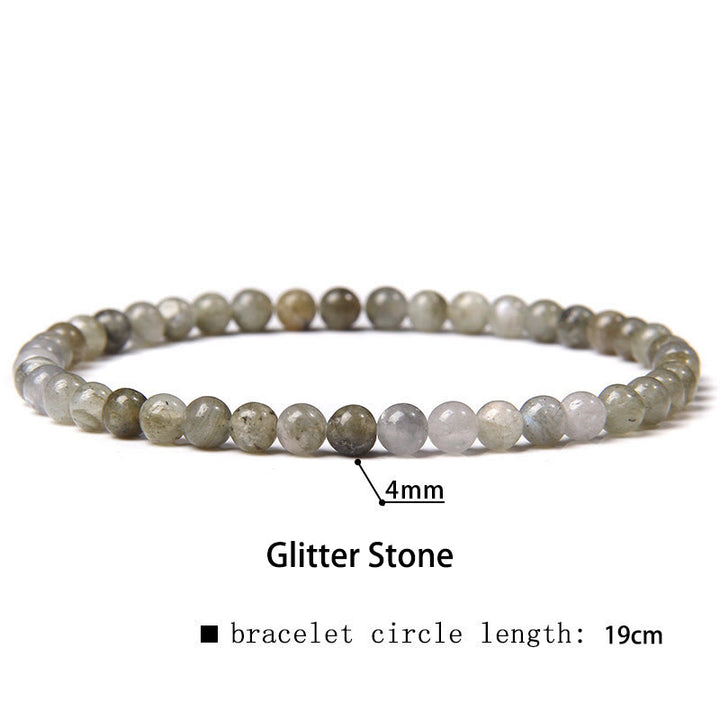 Buddha Stones 4mm Various Stone Crystal Mini Beads Healing Bracelet - Glitter Stone - 4mm(Wrist Circumference 14-17cm) - image 25
