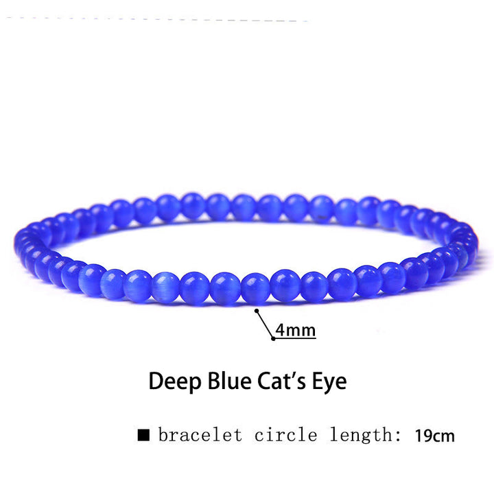 Buddha Stones 4mm Various Stone Crystal Mini Beads Healing Bracelet - Deep Blue Cat's Eye - 4mm(Wrist Circumference 14-17cm) - image 36