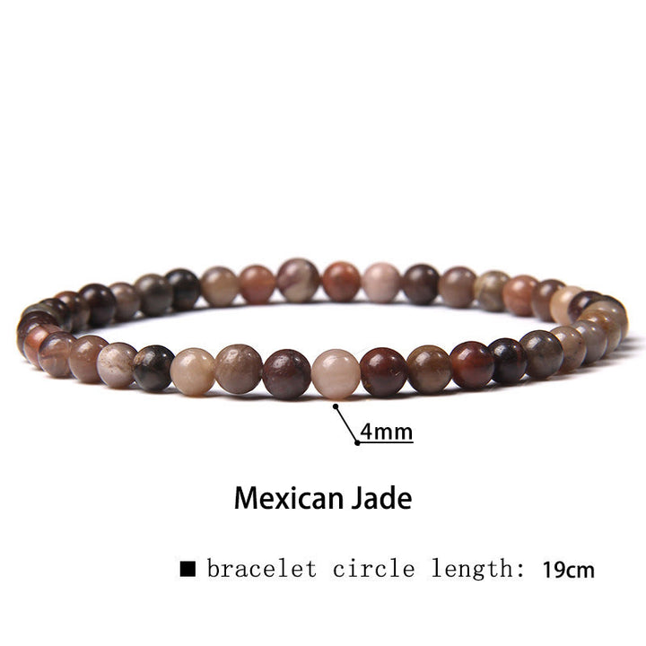 Buddha Stones 4mm Various Stone Crystal Mini Beads Healing Bracelet - Mexican Jade - 4mm(Wrist Circumference 14-17cm) - image 42