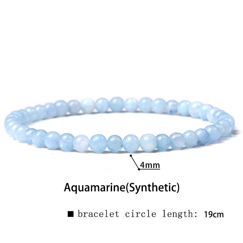 Buddha Stones 4mm Various Stone Crystal Mini Beads Healing Bracelet - Aquamarine(Synthetic) - 4mm(Wrist Circumference 14-17cm) - image 40