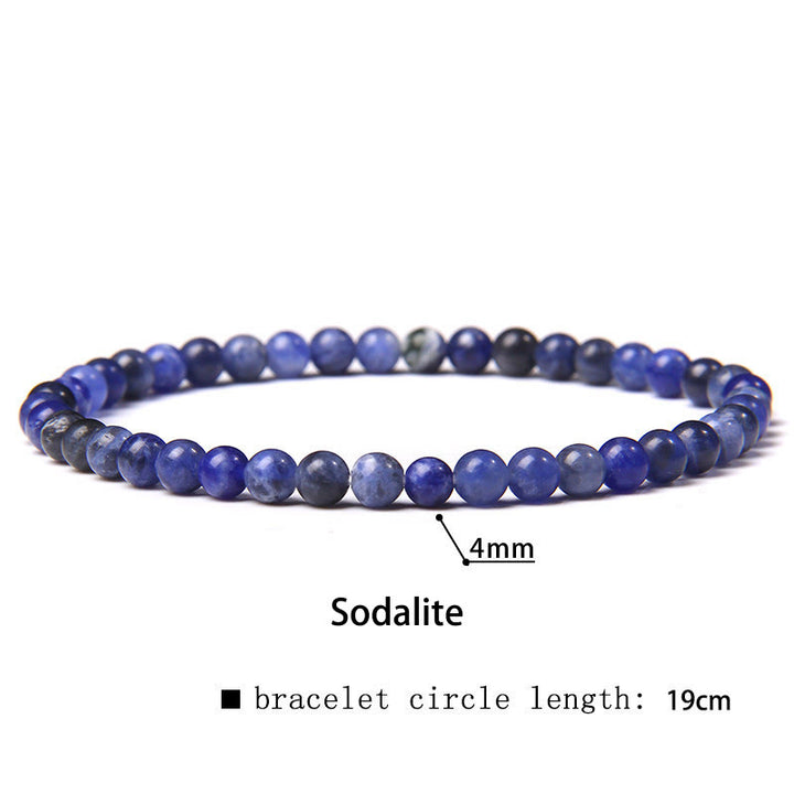 Buddha Stones 4mm Various Stone Crystal Mini Beads Healing Bracelet - Sodalite - 4mm(Wrist Circumference 14-17cm) - image 51