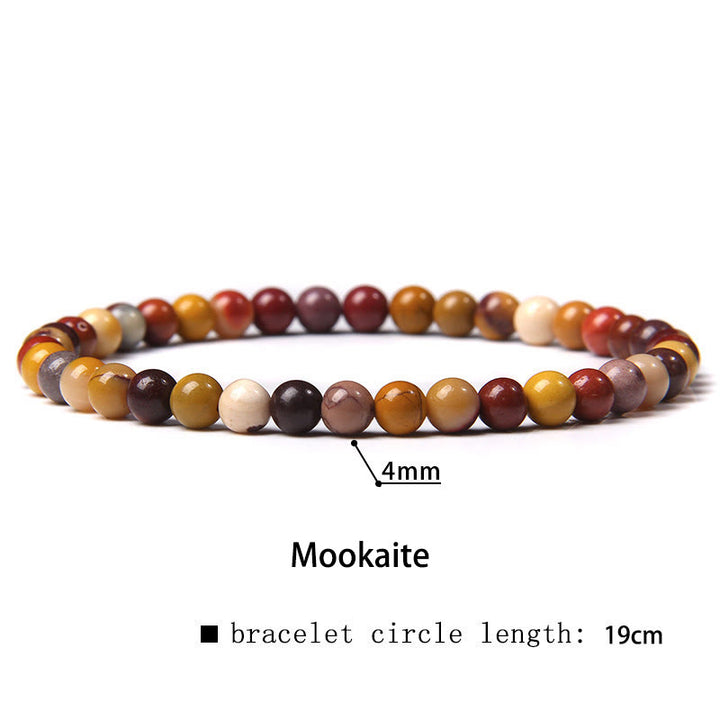 Buddha Stones 4mm Various Stone Crystal Mini Beads Healing Bracelet - Mookaite - 4mm(Wrist Circumference 14-17cm) - image 45