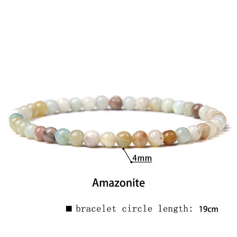 Buddha Stones 4mm Various Stone Crystal Mini Beads Healing Bracelet - Amazonite - 4mm(Wrist Circumference 14-17cm) - image 62