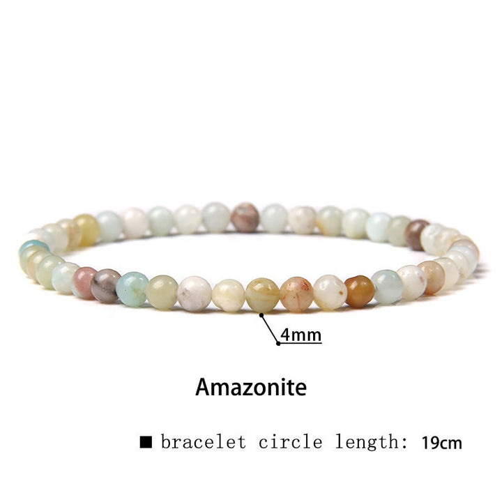 Buddha Stones 4mm Various Stone Crystal Mini Beads Healing Bracelet - Amazonite - 4mm(Wrist Circumference 14-17cm) - image 62