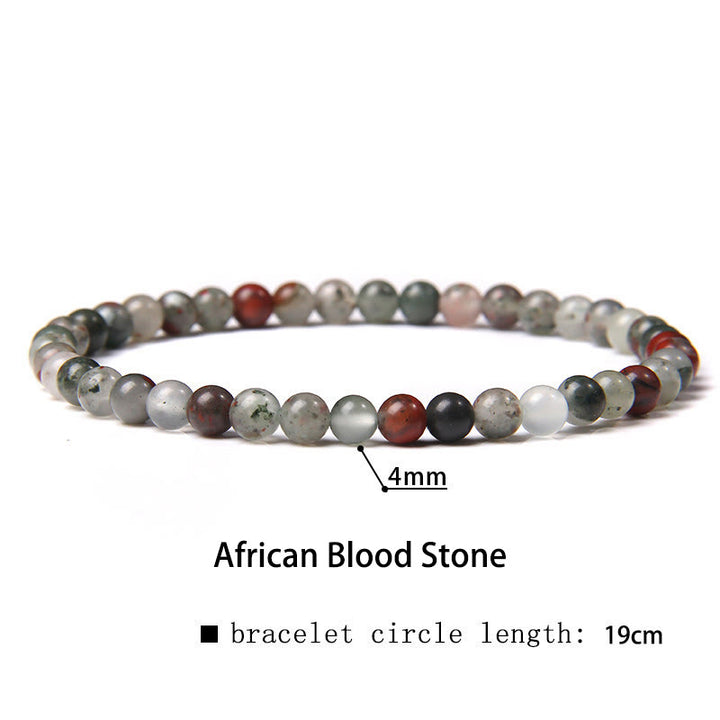 Buddha Stones 4mm Various Stone Crystal Mini Beads Healing Bracelet - African Blood Stone - 4mm(Wrist Circumference 14-17cm) - image 56