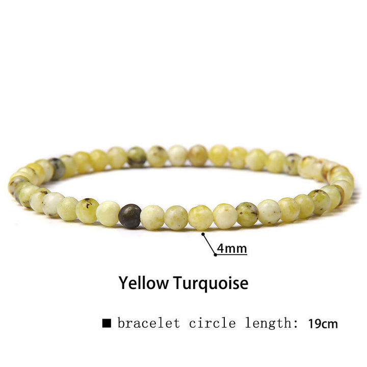 Buddha Stones 4mm Various Stone Crystal Mini Beads Healing Bracelet - Yellow Turquoise - 4mm(Wrist Circumference 14-17cm) - image 53