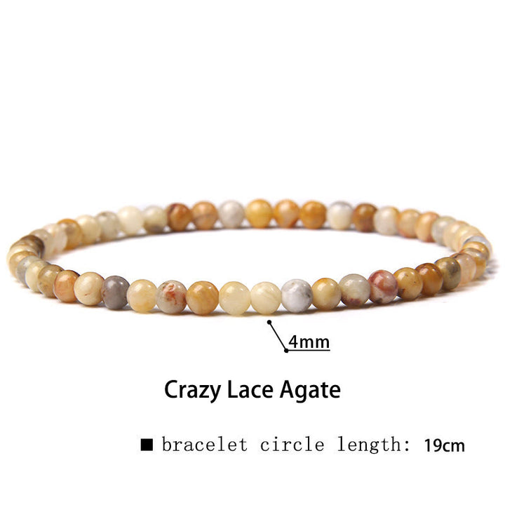 Buddha Stones 4mm Various Stone Crystal Mini Beads Healing Bracelet - Crazy Lace Agate - 4mm(Wrist Circumference 14-17cm) - image 71