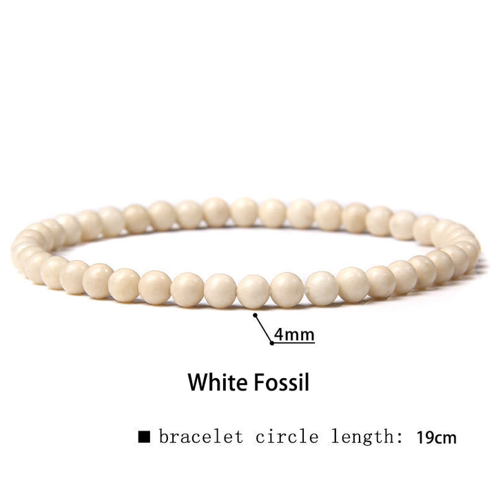 Buddha Stones 4mm Various Stone Crystal Mini Beads Healing Bracelet - White Fossil - 4mm(Wrist Circumference 14-17cm) - image 66
