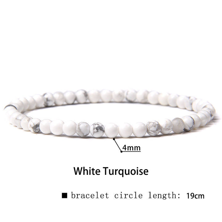 Buddha Stones 4mm Various Stone Crystal Mini Beads Healing Bracelet - White Turquoise - 4mm(Wrist Circumference 14-17cm) - image 69