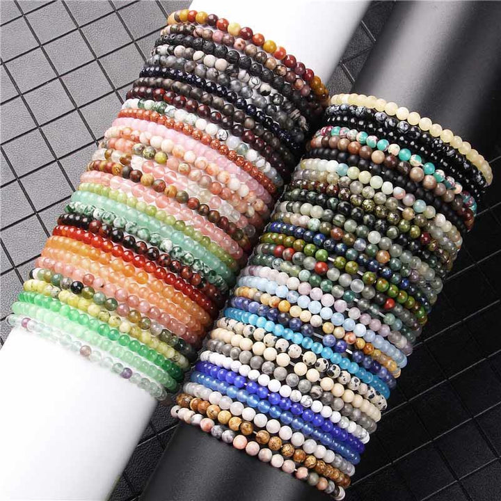 Buddha Stones 4mm Various Stone Crystal Mini Beads Healing Bracelet - image 1