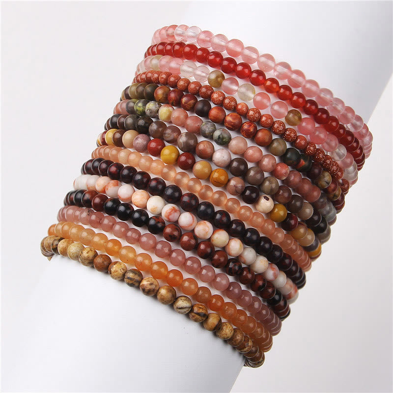 Buddha Stones 4mm Various Stone Crystal Mini Beads Healing Bracelet - image 75