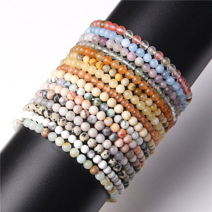 Buddha Stones 4mm Various Stone Crystal Mini Beads Healing Bracelet - image 79
