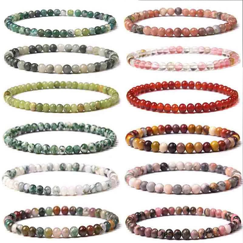 Buddha Stones 4mm Various Stone Crystal Mini Beads Healing Bracelet - image 80