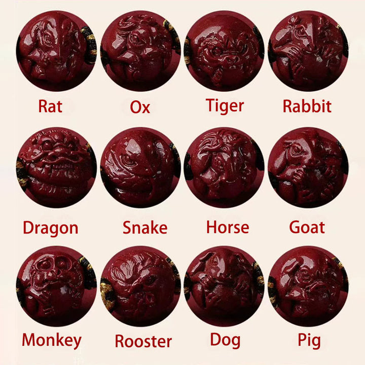 Buddha Stones Cinnabar Chinese Zodiac Black String Blessing Necklace Pendants - image 1