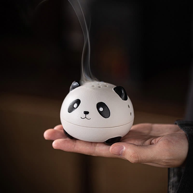 Buddha Stones Cute Panda Healing Ceramic Incense Burner Desk Decoration - Cute Panda 7.3*7.3*5.6cm - image 0