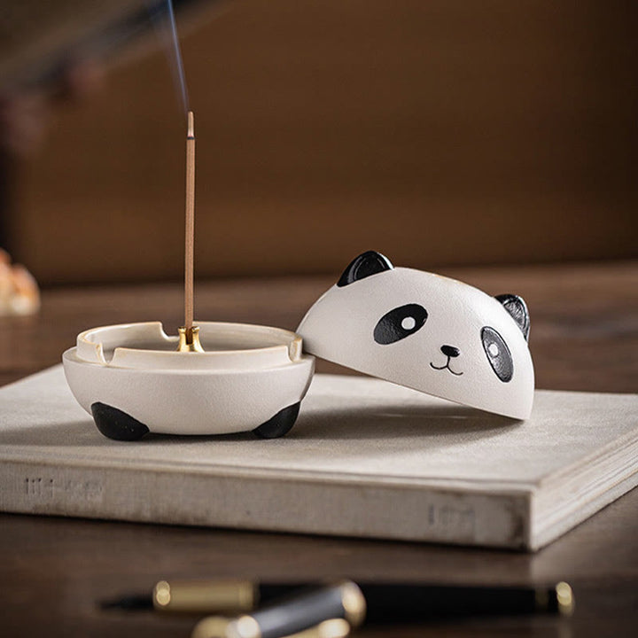 Buddha Stones Cute Panda Healing Ceramic Incense Burner Desk Decoration - image 12