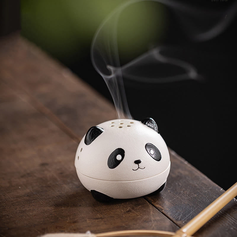 Buddha Stones Cute Panda Healing Ceramic Incense Burner Desk Decoration - image 5