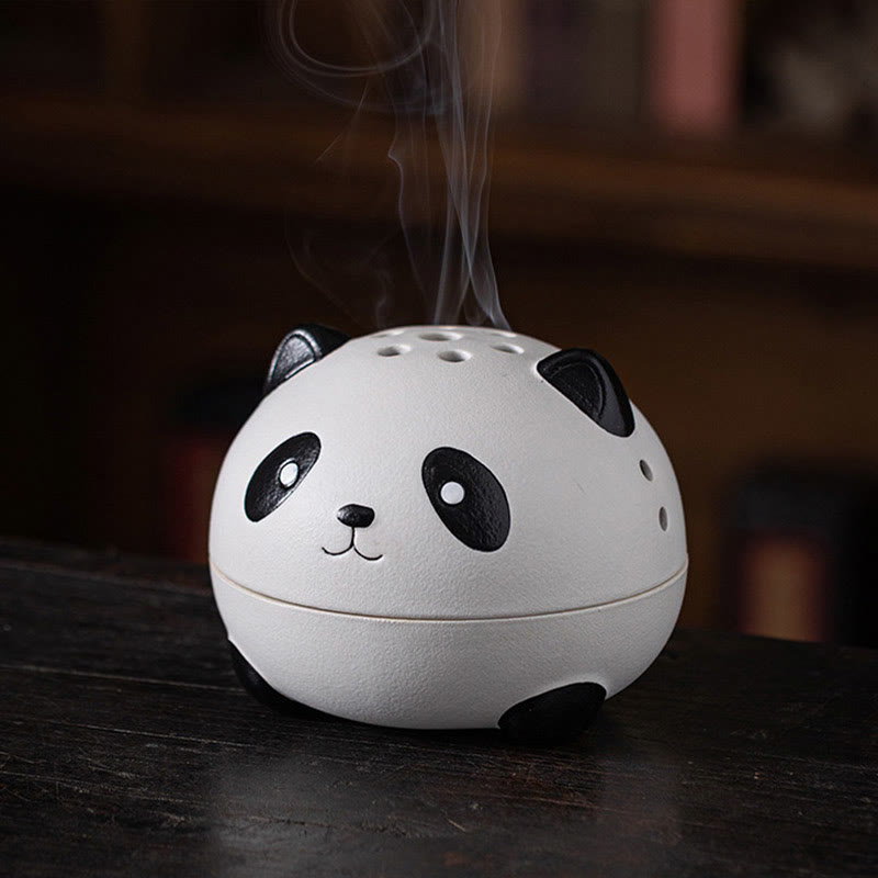 Buddha Stones Cute Panda Healing Ceramic Incense Burner Desk Decoration - Cute Panda 14.7*14.7*11.5cm - image 8
