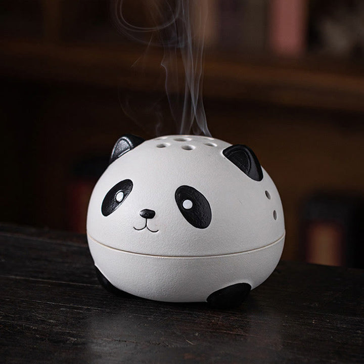Buddha Stones Cute Panda Healing Ceramic Incense Burner Desk Decoration - Cute Panda 14.7*14.7*11.5cm - image 8
