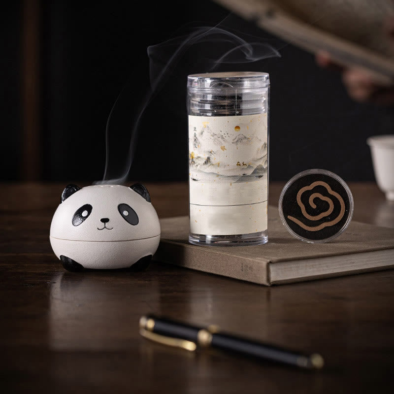 Buddha Stones Cute Panda Healing Ceramic Incense Burner Desk Decoration - image 4