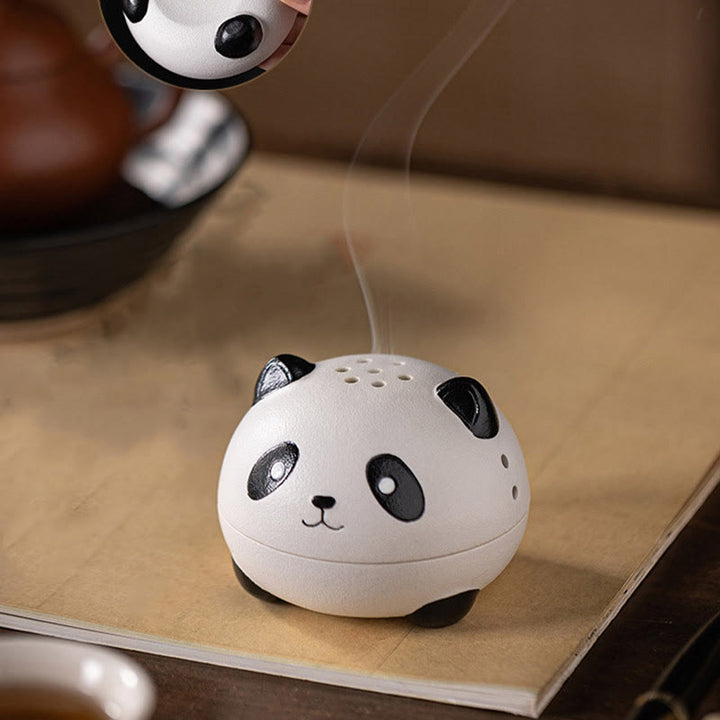 Buddha Stones Cute Panda Healing Ceramic Incense Burner Desk Decoration - image 6