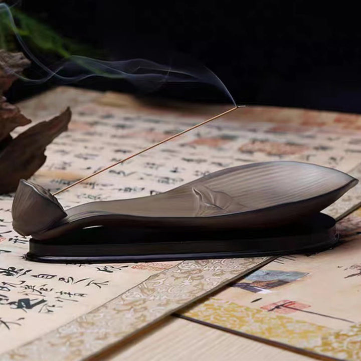 Buddha Stones Lotus Pod Zen Healing Brown Ceramic Stick Incense Burner Decoration - image 7